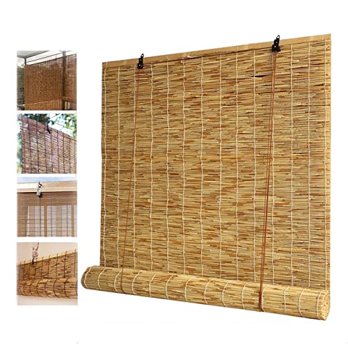 Bambusrollo 80 90 100 120 140cm Breit Outdoor Vorhang Sonnenschutz Bambus Rollo Jalousine Fenster Rollos Bambus Holzjalousie Innen Schilf Vorhang Outdoor Für Balkon (Color : Natürlich1, Size : B150x von VBATTY