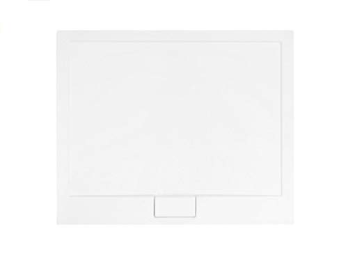 VBChome Duschwanne Duschtasse SUPERFLACH Rechteck 100x80 cm weiß glatt + Ablaufgarnitur McAlpine fi 50 Bad SET Abdeckplatte Sanitär-Acryl von VBChome