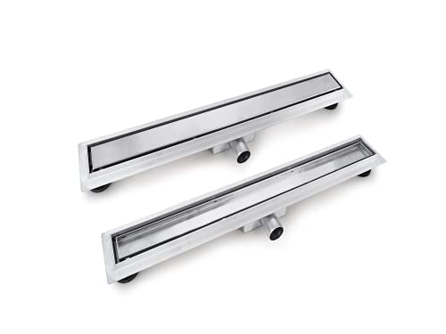 VBChome Ablauf Duschrinne Bodenablauf Selbstreinigender Siphon mit Geruchsstop Größen 50-120cm Ablaufrinne für Badezimmer Duschablauf sehr flach, Komplettset (100 cm, Virgin) von VBChome