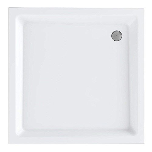 VBChome Acryl-Duschwanne 100x100x14 cm Duschtasse Competia rechteckig für Duschkabine Styroporträger extra flach Sanitär-Acryl Duschbecken stabil weiß+ Siphon von VBChome