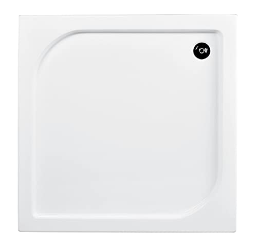 VBChome Acryl-Duschwanne 80x80 cm Siphon Duschtasse rechteckig flach Sanitär-Acryl Duschbecken stabil weiß+ Viega Domoplex von VBChome