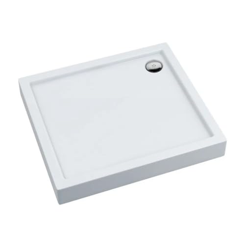 VBChome Acryl-Duschwanne 90x90x14 cm Duschtasse Competia rechteckig Duschkabine Styroporträger extra flach Sanitär-Acryl Duschbecken stabil weiß + Siphon von VBChome