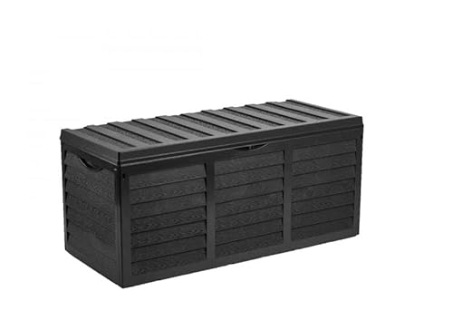 VBChome Auflagenbox 320 Liter Anthrazit Gartenbox Balkon Box Lagerung Gartengeräte oder Kinderspielzeug Werkzeug-Organizer Box mit Deckel Griffe Kiste auf Rädern von VBChome