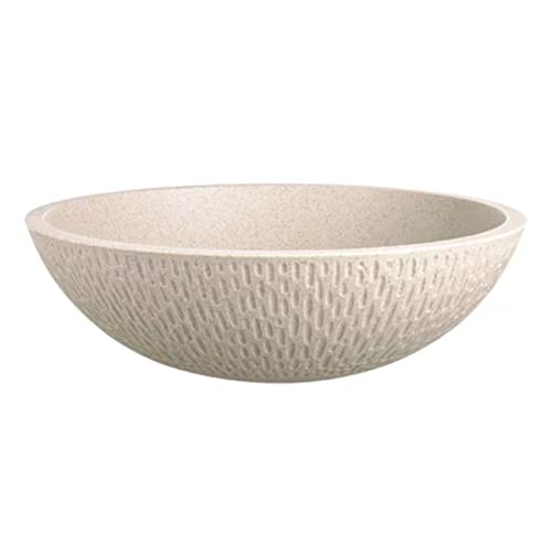 VBChome Aufsatzwaschbecken Granit 41x 41 x 13 cm Beige Rund Waschbecken Waschtisch Handwaschbecken Waschschale Gäste WC Modern Top Qualität von VBChome