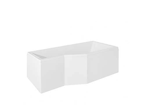 VBChome Badewanne 150x75 cm Rechts Acryl SET Schürze Siphon Wanne Ecke Eckbadewanne Weiß Design Modern Ablaufgarnitur Viega Simplex Wanne Schürze Ablaufgarnitur von VBChome