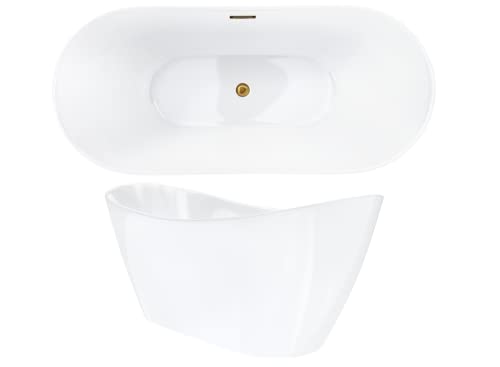 VBChome Badewanne 160x72 cm Gold Acryl SET Premium Badewanne Freistehend Eingebauter Überlauf Siphon Inklusive Modern Komfort Elegant Top Qualität von VBChome