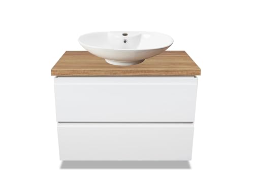 VBChome Badezimmerschrank 80x45 cm Waschbecken mit Hahnloch 66x44 cm Weiß Unterschränke Wandschrank Waschbeckenunterschrank Hängeschränke mit Arbeitsplatte 2 Schubladen Gefräste Griffe VBChome Badezimmerschrank 80x45 cm Waschbecken mit Hahnloch 66x44 cm Weiß Unterschränke Wandschrank Waschbeckenunterschrank Hängeschränke mit Arbeitsplatte 2 Schubladen Gefräste Griffe von VBChome