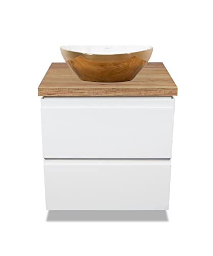 VBChome Badmöbel 50 cm Weiß Aufsatzwaschbecken Gold-Weiß 42x34 cm Aufsatzwaschtisch mit Waschbeckenunterschrank 2 Schubladen Moduo Badezimmerschrank VBChome Badmöbel 50 cm Weiß Aufsatzwaschbecken Gold-Weiß 42x34 cm Aufsatzwaschtisch mit Waschbeckenunterschrank 2 Schubladen Moduo Badezimmerschrank von VBChome