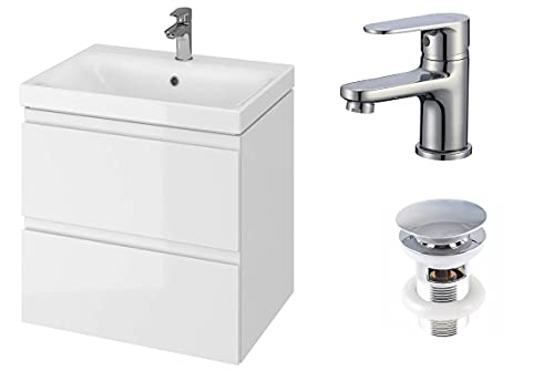 VBChome Waschtischunterschrank Set 50 cm – Komplettes Badmöbel-Set mit Keramik Waschbecken, Softclose-Türen – Waschbeckenunterschrank mit Wasserhahn & Ablaufgarnitur, Weiß, Modern & Platzsparend VBChome Waschtischunterschrank Set 50 cm – Komplettes Badmöbel-Set mit Keramik Waschbecken, Softclose-Türen – Waschbeckenunterschrank mit Wasserhahn & Ablaufgarnitur, Weiß, Modern & Platzsparend von VBChome