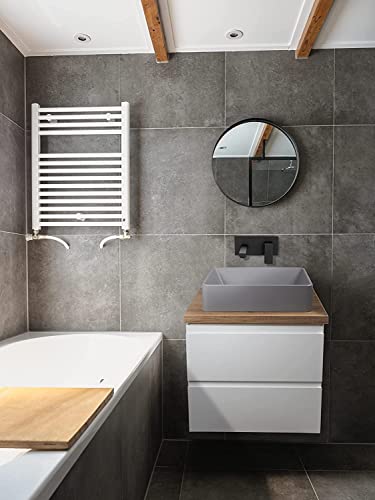 VBChome Badmöbel 50x40 cm Weiß | Unterschrank Hängeschrank Wandschrank | Waschbeckenunterschrank mit Arbeitsplatte | 2 Schubladen | Gefräste Griffe | Modern Elegant | Badezimmermöbel von VBChome
