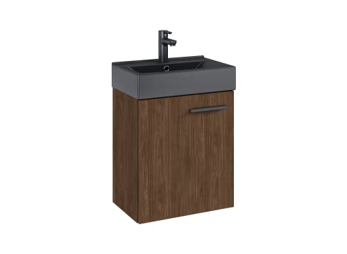 VBChome Badmöbel Set 45 cm Lincoln Antracit Matt Waschbecken mit Hängeschrank Badezimmerschrank mit Waschbecken Unterschrank Waschtisch 1-Türen Soft-Close Modern Elegant von VBChome