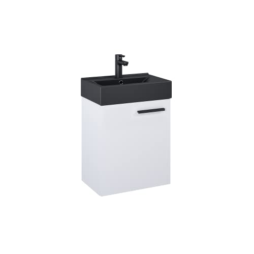 VBChome Badmöbel Set 45 cm Weiß/Schwarz Matt – Waschbecken mit Hängeschrank Badezimmerschrank mit Soft-Close Unterschrank Moderner 1-türiger Waschtisch Schwarze Mattschwarze Keramikwaschbecken Elegant VBChome Badmöbel Set 45 cm Weiß/Schwarz Matt – Waschbecken mit Hängeschrank Badezimmerschrank mit Soft-Close Unterschrank Moderner 1-türiger Waschtisch Schwarze Mattschwarze Keramikwaschbecken Elegant von VBChome