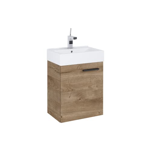 VBChome Badmöbel Set 45 cm Weiß – Waschbecken mit Hängeschrank, Badezimmerschrank mit Soft-Close Unterschrank, Moderner 1-türiger Waschtisch, Elegantes Design für kleine Badezimmer von VBChome