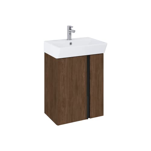 VBChome Badmöbel Set 50 cm Weiß Waschbecken mit Nuss Hängeschrank Waschtisch 2-Türen Soft-Close Seitengriff Modern Elegant VBChome Badmöbel Set 50 cm Weiß Waschbecken mit Nuss Hängeschrank Waschtisch 2-Türen Soft-Close Seitengriff Modern Elegant von VBChome