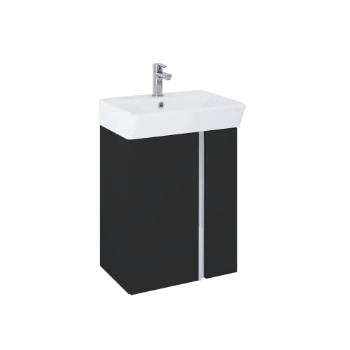 VBChome Badmöbel Set 50 cm Weiß Waschbecken mit Schwarz Matt Hängeschrank Waschtisch 2-Türen Soft-Close Seitengriff Modern Elegant VBChome Badmöbel Set 50 cm Weiß Waschbecken mit Schwarz Matt Hängeschrank Waschtisch 2-Türen Soft-Close Seitengriff Modern Elegant von VBChome