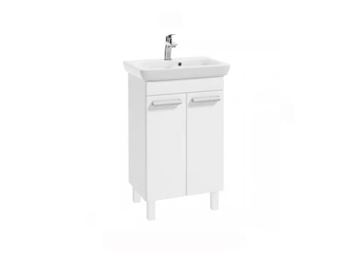 VBChome Badmöbel Set 55 cm Weiß Waschbecken mit Unterschrank Waschtisch 2-Türen Waschbeckenunterschrank Soft Close-System Badezimmerschrank Badschrank von VBChome