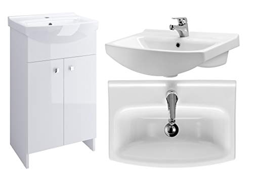 VBChome Badmöbel Weiß 50 cm Waschbecken mit Unterschrank Waschtisch Waschbeckenunterschrank Unterschrank Badezimmerschrank 2 Türen Glanz Waschplatz Stand Standmöbel VBChome Badmöbel Weiß 50 cm Waschbecken mit Unterschrank Waschtisch Waschbeckenunterschrank Unterschrank Badezimmerschrank 2 Türen Glanz Waschplatz Stand Standmöbel von VBChome