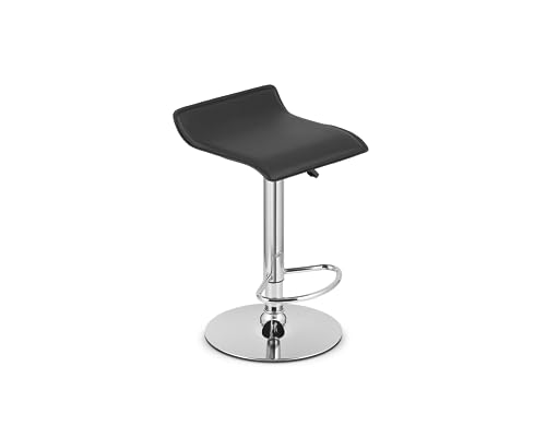 VBChome Barhocker Schwarz Barstuhl Bistrohocker Höhenverstellbar und 360° Drehbar Fußstütze Tresenhocker Sitzmaterial - Öko-Leder Schwarz mit Chrom Gestell von VBChome