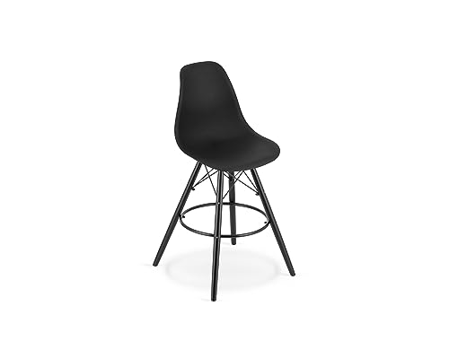 VBChome Barhocker Schwarz Barstuhl Holzgestell Bistrohocker Fußstütze Tresenhocker Funktionalität Einfache Montage Sitzmaterial - Polypropylen Schwarz mit Schwarz Gestell VBChome Barhocker Schwarz Barstuhl Holzgestell Bistrohocker Fußstütze Tresenhocker Funktionalität Einfache Montage Sitzmaterial - Polypropylen Schwarz mit Schwarz Gestell von VBChome