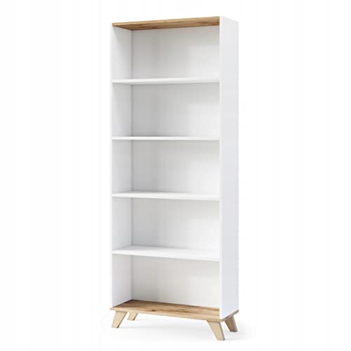 VBChome Bücherregal 60 x 192 x 32 cm Weiß Bücherregal mit 4 Fächern Standregal Büroregal Regal Mehrzweckschrank für Flur Schlafzimmer Wohnzimmer Kinderzimmer von VBChome