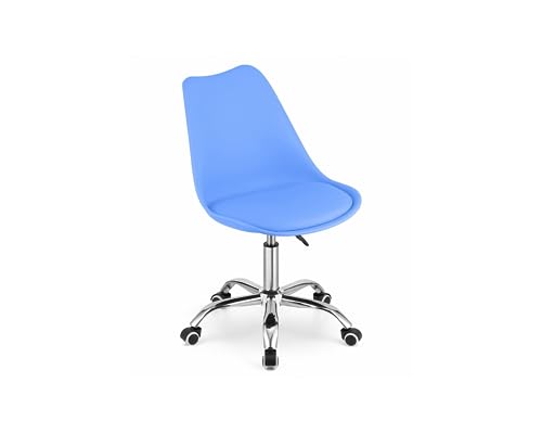 VBChome Bürostuhl Blau Sessel Rotierend mit Hoch Reguliert Computerstuhl Arbeitsstuhl Kinderzimmerstuhl Einfache Montage Stuhl aus Polypropylen und Kissen aus Öko-Leder Blau von VBChome