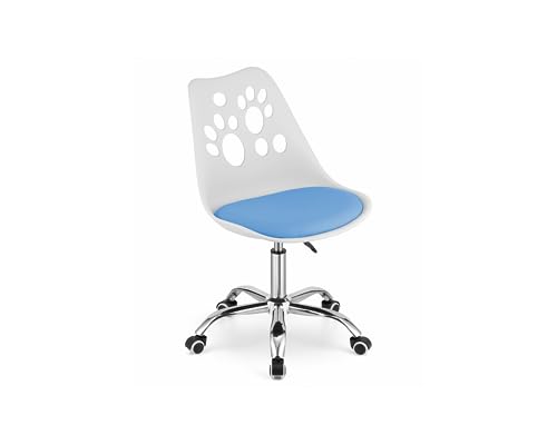 VBChome Bürostuhl Weiß-Blau Sessel Rotierend mit Hoch Reguliert Computerstuhl Arbeitsstuhl Kinderzimmerstuhl Einfache Montage Stuhl aus Polypropylen und Kissen aus Öko-Leder Weiß-Blau von VBChome