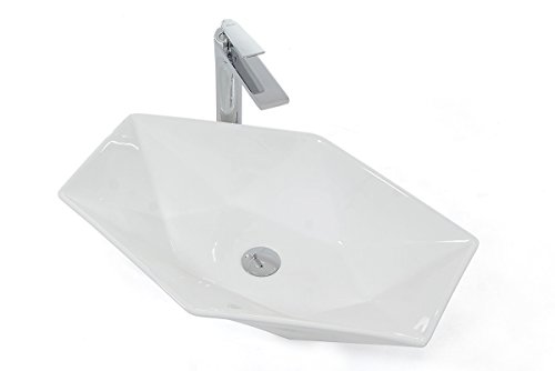 Design Keramik Waschtisch Handwaschbecken Aufsatz-Waschschale 63,5cm x 41cm x 13,5cm FÜR BADEZIMMER GÄSTE WC Vega von VBChome
