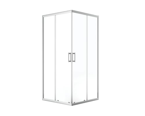 VBChome Duschkabine 80 x 80 x 185 cm Chrom Quadrat Eckeinstieg Duschwand Schiebetür Duschabtrennung Klares Sicherheitsglas Dusche Duschtrennwand Quadratisch 80x80 cm von VBChome