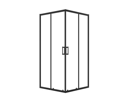 VBChome Duschkabine 80 x 80 x 185 cm Schwarz Quadrat Eckeinstieg Duschwand Schiebetür Duschabtrennung Klares Sicherheitsglas Dusche Duschtrennwand Quadratisch 80x80 cm von VBChome