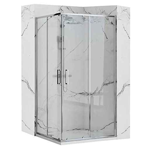 VBChome Duschkabine 80x100cm Chrom190cm 5mm Eckeinstieg Quadrat Duschwand Schiebetür Duschabtrennung Klares Sicherheitsglas Dusche Duschtrennwand VBChome Duschkabine 80x100cm Chrom190cm 5mm Eckeinstieg Quadrat Duschwand Schiebetür Duschabtrennung Klares Sicherheitsglas Dusche Duschtrennwand von VBChome