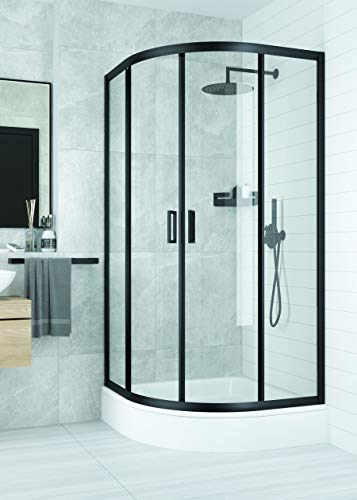 VBChome Duschkabine 80x80 Schwarz Viertelkreis 185cm Eckeinstieg Duschwand Schiebetür Duschabtrennung Klares Sicherheitsglas Dusche Duschtrennwand VBChome Duschkabine 80x80 Schwarz Viertelkreis 185cm Eckeinstieg Duschwand Schiebetür Duschabtrennung Klares Sicherheitsglas Dusche Duschtrennwand von VBChome