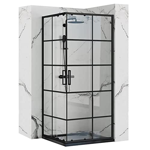 VBChome Duschkabine 80x80cm Schwarz 180cm 5mm Eckeinstieg Quadrat Duschwand Schiebetür Duschabtrennung Klares Sicherheitsglas Dusche Duschtrennwand VBChome Duschkabine 80x80cm Schwarz 180cm 5mm Eckeinstieg Quadrat Duschwand Schiebetür Duschabtrennung Klares Sicherheitsglas Dusche Duschtrennwand von VBChome