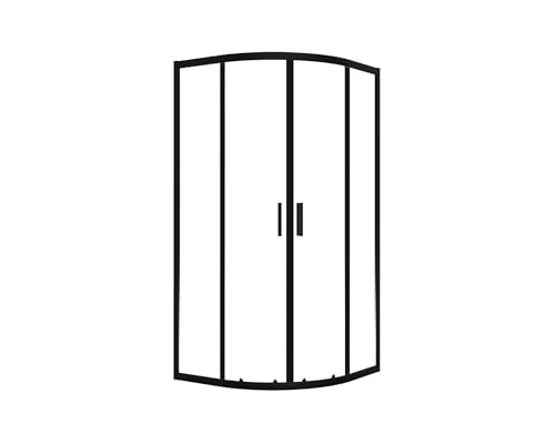 VBChome Duschkabine 90x90 cm Viertelkreis Schwarz – 185 cm Höhe – Eckeinstieg mit Schiebetüren – Duschabtrennung aus klarem Sicherheitsglas – Moderne Duschwand für Bad – Einfache Montage von VBChome