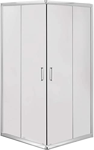 VBChome Duschkabine 90x90 Chrom mit Milchglas Quadrat Eckeinstieg Duschwand Schiebetür Duschabtrennung Sicherheitsglas Dusche Duschtrennwand Modern Elegante Hohe Qualität von VBChome