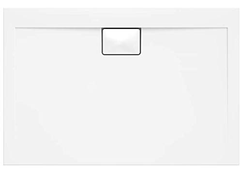 VBChome Duschwanne 140 x 90 x 4,5 cm sehr Flach Sanitär-Acryl Hochwertige Glasfaser verstärkte Wanne Form: Rechteck Eckig Weiß Alpineweiß Hochglanz Aufbau-Höhe: 4,5 cm von VBChome