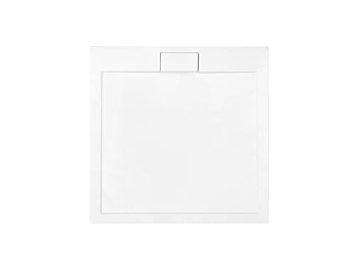 VBChome Duschwanne 80x80 cm +Siphon sehr Flach Sanitär-Acryl Hochwertige Glasfaser verstärkte Wanne quadratisch Weiß Aufbau-Höhe: 4,5 cm Ablaufgarnitur Viega Domoplex Komplett von VBChome