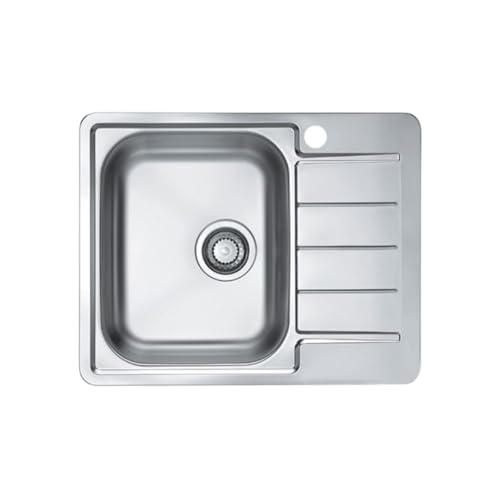 VBChome Edelstahlspüle 62x50 cm Satinstruktur Einbauspüle Spülbecken mit Hahnloch Abtropffläche Rechts Ablaufgarnitur Camping Küchenspüle von VBChome