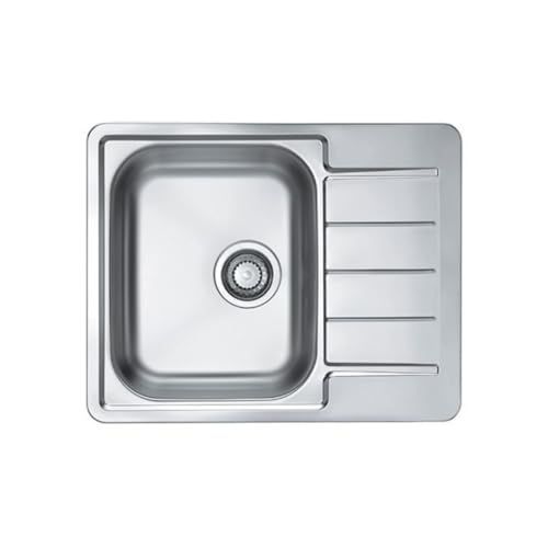 VBChome Edelstahlspüle 62x50 cm Satinstruktur Spülbecken Einbauspüle Abtropffläche Camping Küchenspüle Ablaufgarnitur Ohne Hahnloch von VBChome