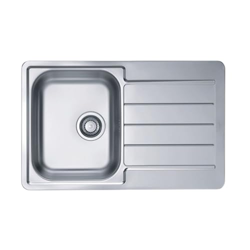 VBChome Edelstahlspüle 79x50 cm Satinstruktur Spülbecken Einbauspüle Abtropffläche Camping Küchenspüle Ablaufgarnitur Ohne Hahnloch von VBChome