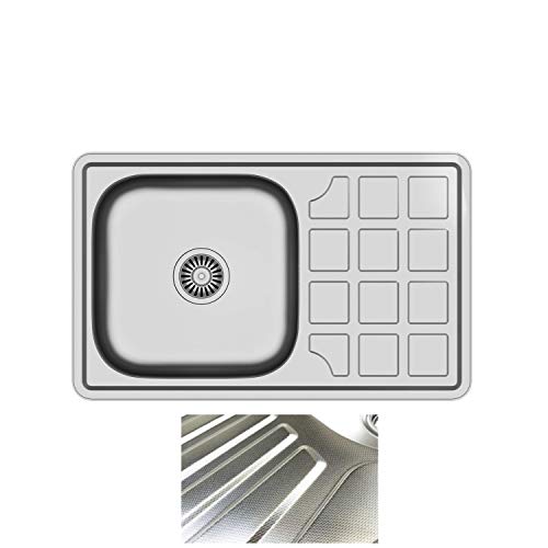 VBChome Einbauspüle 78x48 Leinenstruktur ab 50er Unterschrank Edelstahl Küchenspüle Spüle Ablagefläche Abtropffläche eckiges Camping Ablaufgarnitur Siphon VBChome Einbauspüle 78x48 Leinenstruktur ab 50er Unterschrank Edelstahl Küchenspüle Spüle Ablagefläche Abtropffläche eckiges Camping Ablaufgarnitur Siphon von VBChome