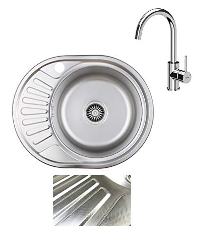 VBChome Einbauspüle mit Armatur 57x45 Leinenstruktur ab 45er Unterschrank Edelstahl Küchenspüle Spüle Ablagefläche Abtropffläche Links eckiges Camping Ablaufgarnitur Siphon Wasserhahn Chrom VBChome Einbauspüle mit Armatur 57x45 Leinenstruktur ab 45er Unterschrank Edelstahl Küchenspüle Spüle Ablagefläche Abtropffläche Links eckiges Camping Ablaufgarnitur Siphon Wasserhahn Chrom von VBChome