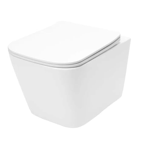 VBChome Hänge-WC Spülrandloses aus Keramik mit Toilettendeckel WC-Sitz aus Duroplast Absenkautomatik Rimless SoftClose-Funktion Tiefspüler Toilette Rechteckige Form Wand WC Wand-WC-Set VBChome Hänge-WC Spülrandloses aus Keramik mit Toilettendeckel WC-Sitz aus Duroplast Absenkautomatik Rimless SoftClose-Funktion Tiefspüler Toilette Rechteckige Form Wand WC Wand-WC-Set von VBChome