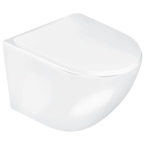 VBChome Hänge-WC Spülrandloses aus Keramik mit Toilettendeckel WC-Sitz aus Duroplast Absenkautomatik Rimless SoftClose-Funktion Tiefspüler Toilette Wand WC Wand-WC-Set VBChome Hänge-WC Spülrandloses aus Keramik mit Toilettendeckel WC-Sitz aus Duroplast Absenkautomatik Rimless SoftClose-Funktion Tiefspüler Toilette Wand WC Wand-WC-Set von VBChome