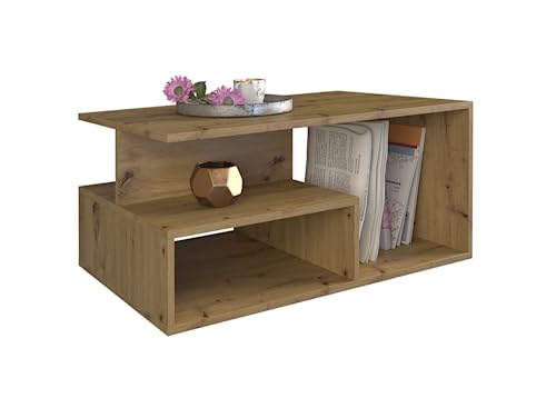 VBChome Kaffeetisch 90 x 51 x 43 cm Eiche Artisan Couchtisch Wohnzimmertisch Teetisch Beistelltisch Sofatisch Modern Wohnzimmer Büro Eiche Artisan von VBChome