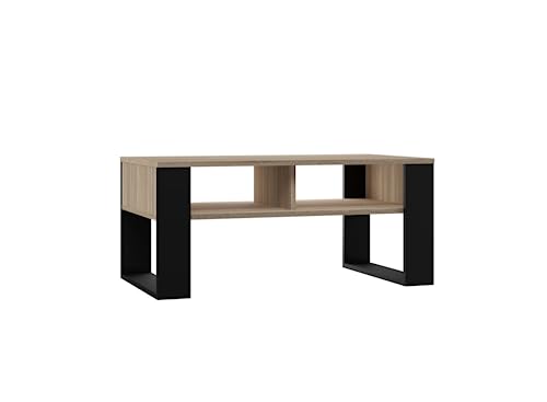 VBChome Kaffeetisch 90 x 58 x 50 cm Eiche Sonoma - Schwarz Couchtisch Wohnzimmertisch Teetisch Beistelltisch Sofatisch Modern Wohnzimmer Büro Eiche Sonoma - Schwarz von VBChome