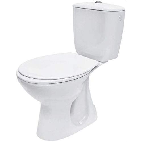 VBChome Keramik Stand- WC Toilette Komplett -Design- Set mit Spülkasten WC- Sitz aus Duroplast für senkrechten Standard Abgang Wasseranschluss Atlantic von VBChome