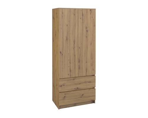 VBChome Kleiderschränk 90 x 50 x 180 cm Artisan 2 Türen 2 Schubladen Spiegel Garderobenschrank Dielenschrank Schlafzimmerschrank Flurschrank Wohnzimmerschrank Artisan von VBChome