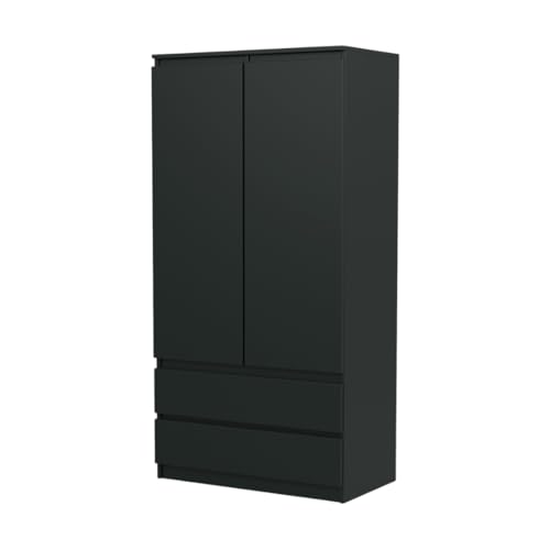 VBChome Kleiderschrank 90x50x180 cm 2 Türen 2 Schubladen 4 Einlegeböden Kleiderstange Schwarz VBChome Kleiderschrank 90x50x180 cm 2 Türen 2 Schubladen 4 Einlegeböden Kleiderstange Schwarz von VBChome