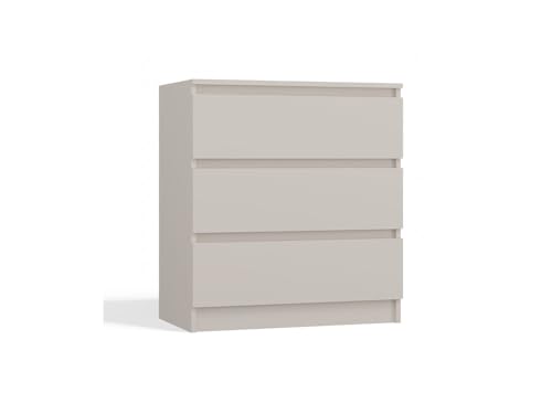 VBChome Kommode mit 3 Schubladen 70 x 40 x 75 cm Kaschmirfarbe Grifflose Schubladenkommode Mehrzweckschrank für Flur Schlafzimmer Wohnzimmer Kinderzimmer Modern von VBChome