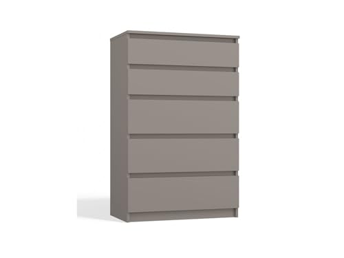 VBChome Kommode mit 5 Schubladen 70 x 40 x 110 cm Tonfarbe Grifflose Schubladenkommode Mehrzweckschrank für Flur Schlafzimmer Wohnzimmer Kinderzimmer Modern von VBChome